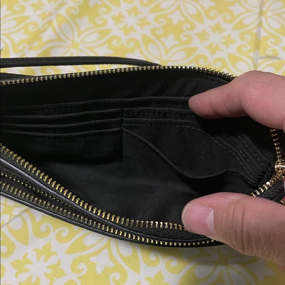 Coach Double Zipper Pebbled Leather Black Wristlet Wallet NWT - Picture 7 of 8